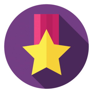 A star icon with a long shadow on a purple background.