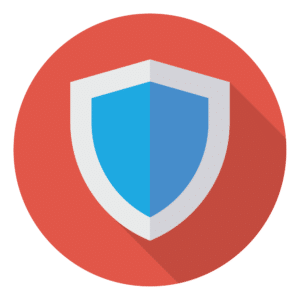 A shield icon with a long shadow.