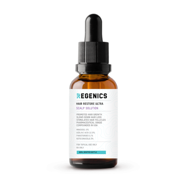 A bottle of Scalp Solution on a white background, providing a scalp solution.