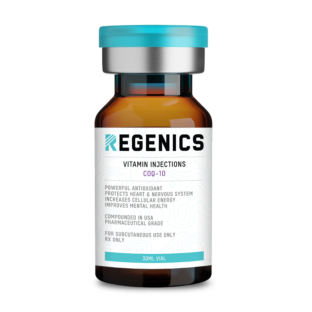 A bottle of CoQ10 vitamin injections.